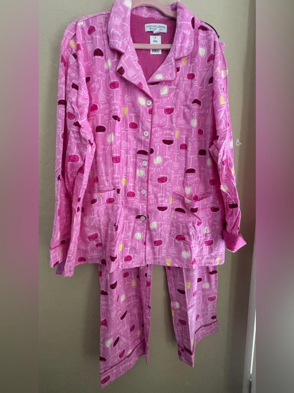 Live Love Lounge Pink Long Sleeve Comfy Pajamas NEW ~ Women’s 2XL
